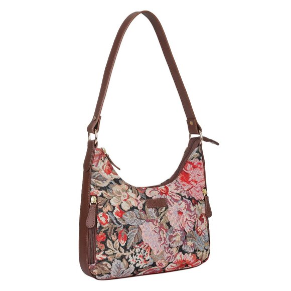 Floral Pattern Tapestry Fabric Hobo Bag For Women | Shoulder Sling Bag - Picture 8 of 9
